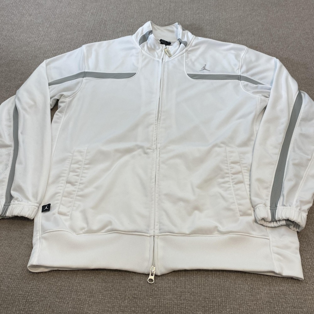 Jordan Jacket Mens Medium White Track Basketball Full Zip Mesh Panels 404311-104